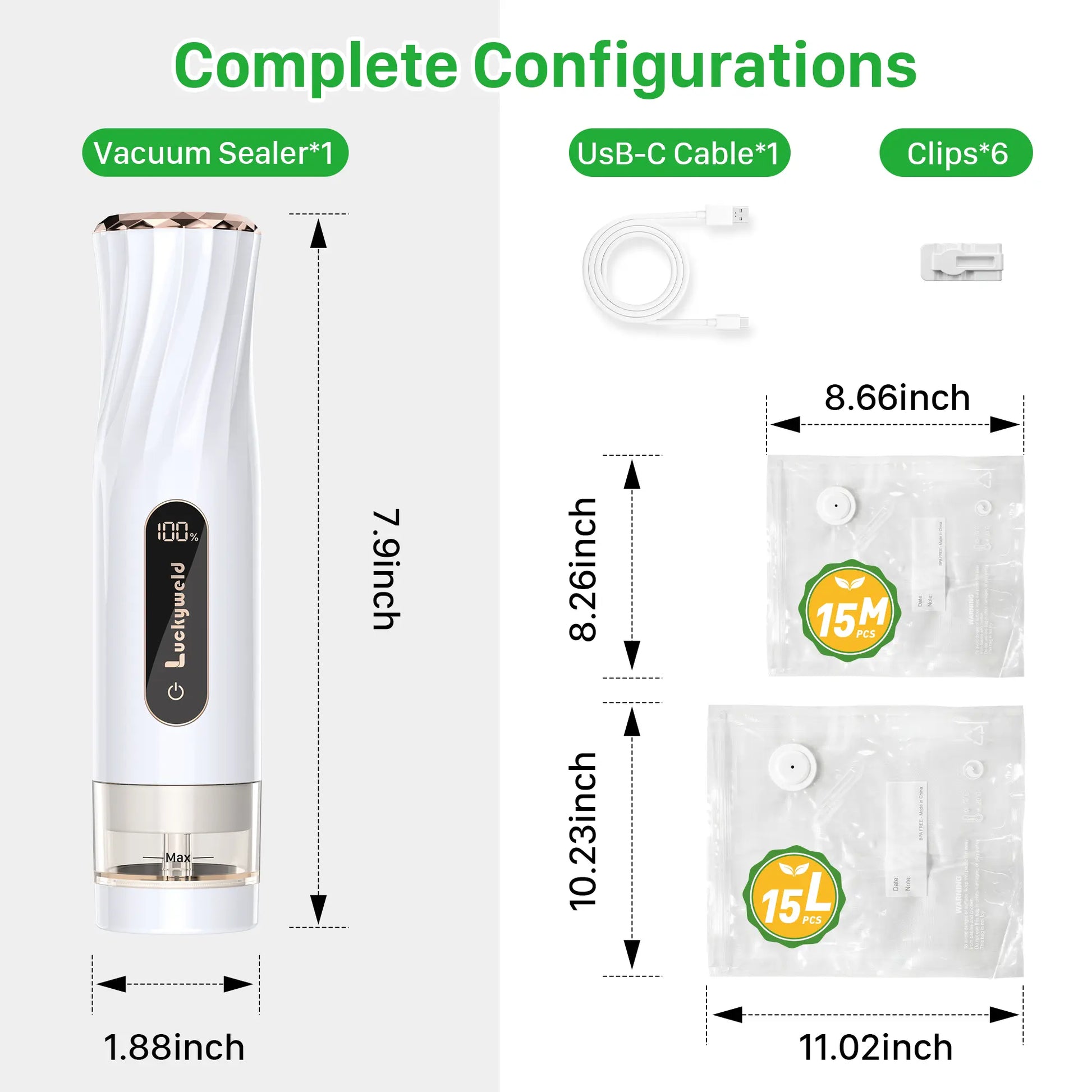 Portable Handheld Vacuum Sealer for Extended Food Freshness – Includes 30 Reusable Bags and LED Display