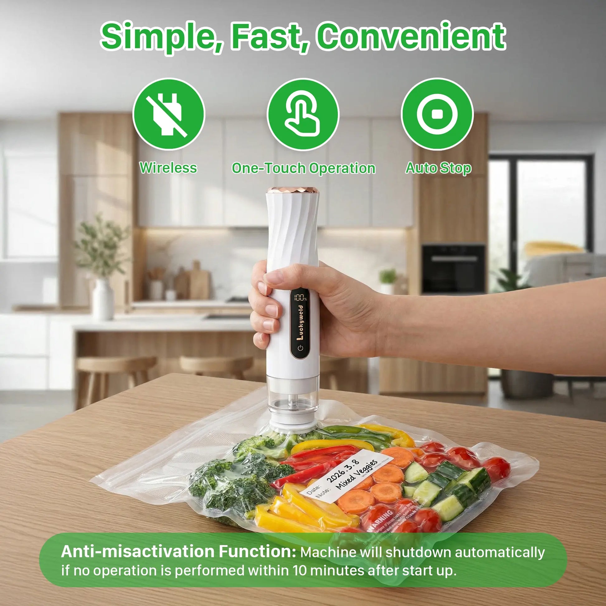 Portable Handheld Vacuum Sealer for Extended Food Freshness – Includes 30 Reusable Bags and LED Display