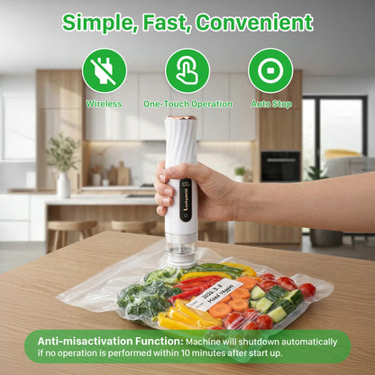 Portable Handheld Vacuum Sealer for Extended Food Freshness – Includes 30 Reusable Bags and LED Display