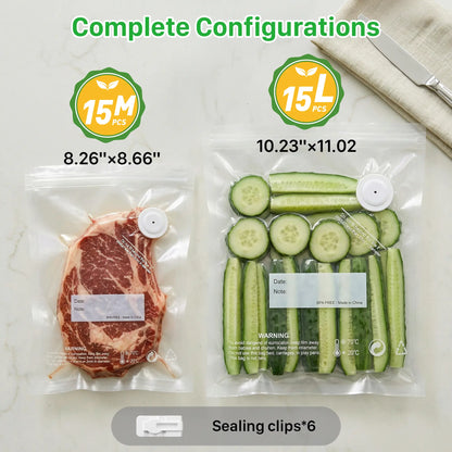 Portable Handheld Vacuum Sealer for Extended Food Freshness – Includes 30 Reusable Bags and LED Display
