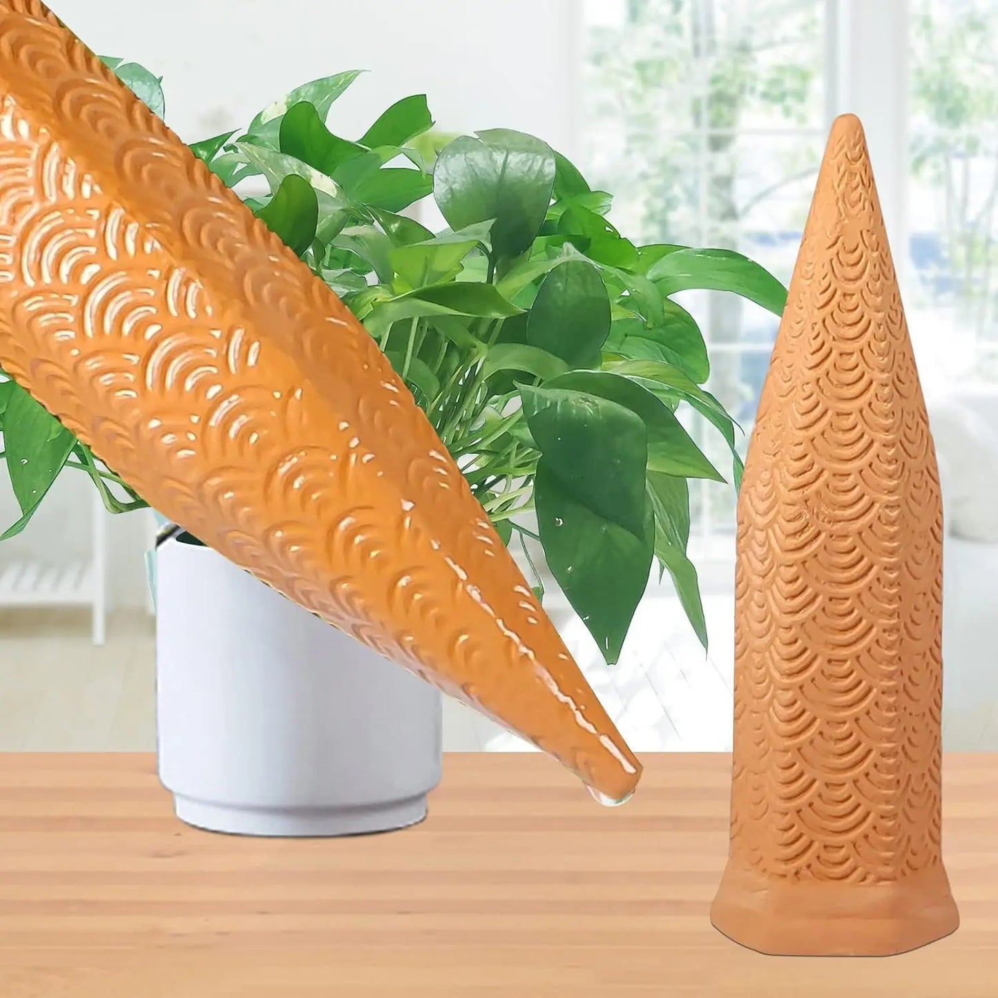 Terracotta Watering Spikes - 12 Pack Automatic Self-Watering Device for Indoor and Outdoor Use During Vacations