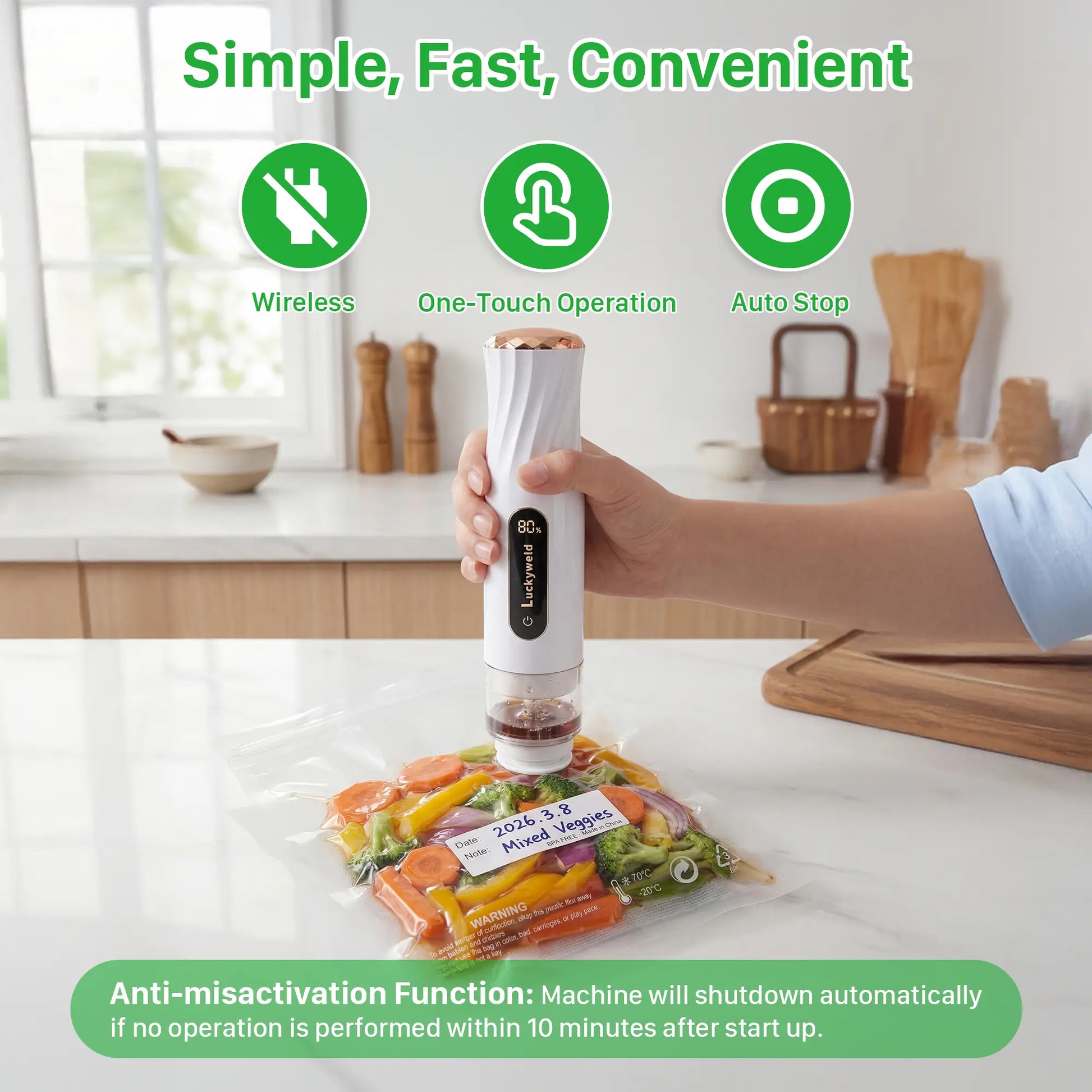 Portable Handheld Vacuum Sealer for Extended Food Freshness – Includes 30 Reusable Bags and LED Display