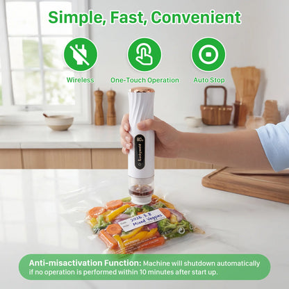 Portable Handheld Vacuum Sealer for Extended Food Freshness – Includes 30 Reusable Bags and LED Display
