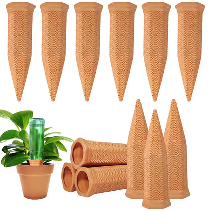 Terracotta Watering Spikes - 12 Pack Automatic Self-Watering Device for Indoor and Outdoor Use During Vacations